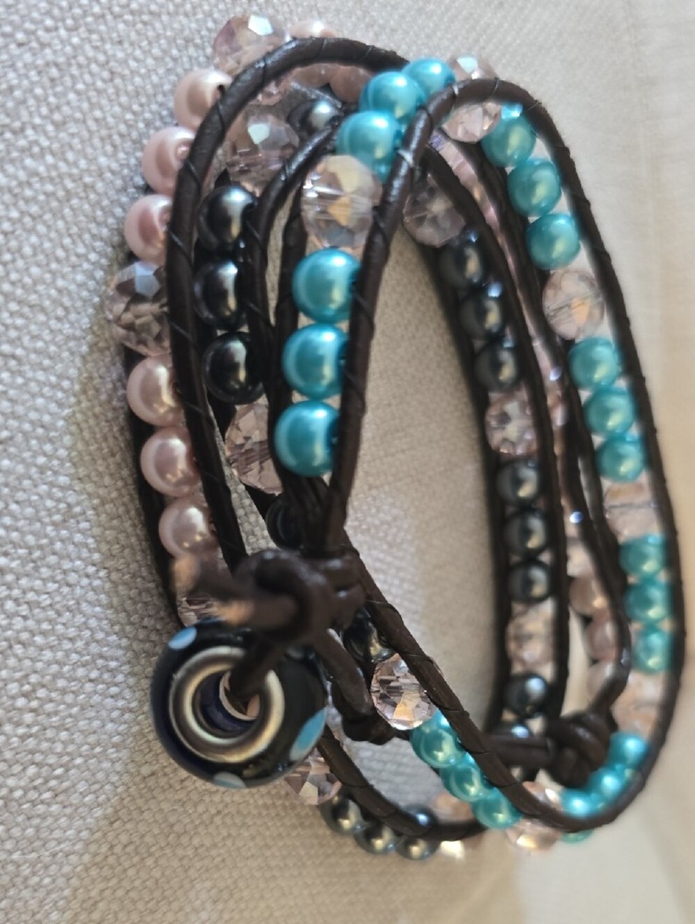 Handmade Turquoise & Pearl Multi-Strand Wrap Bracelet - Women Jewelry